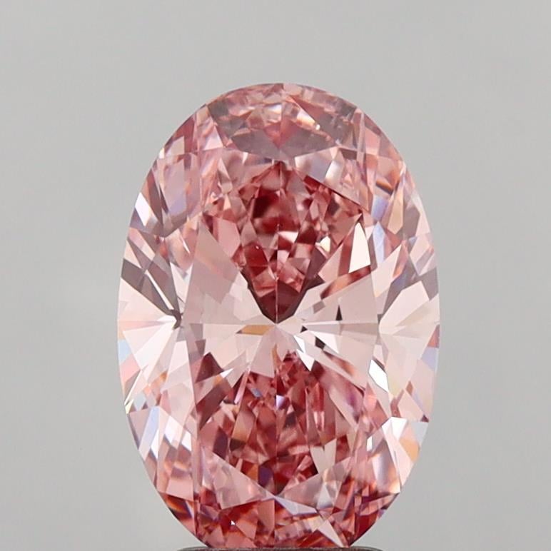 3.24 Ct. Fancy Vivid Brownish Pink Oval Lab Grown Diamond