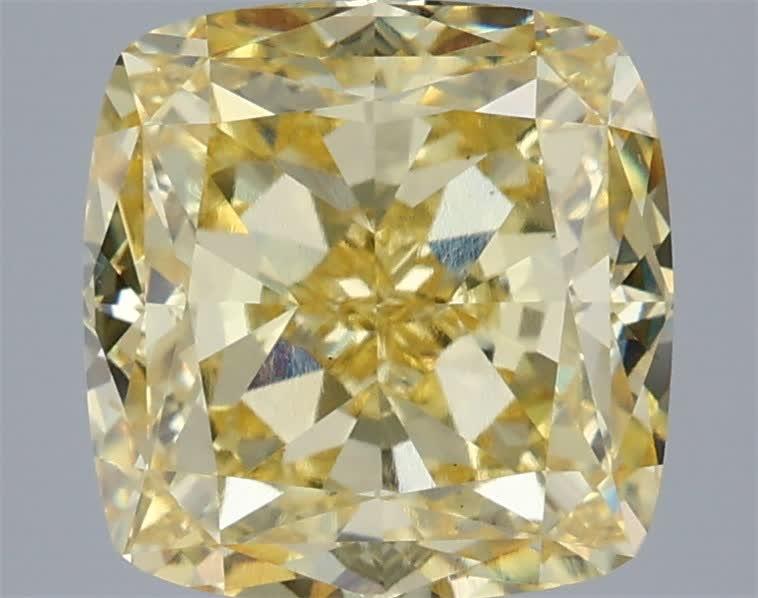4.14 Ct. Fancy Intense Yellow Cushion Lab Grown Diamond