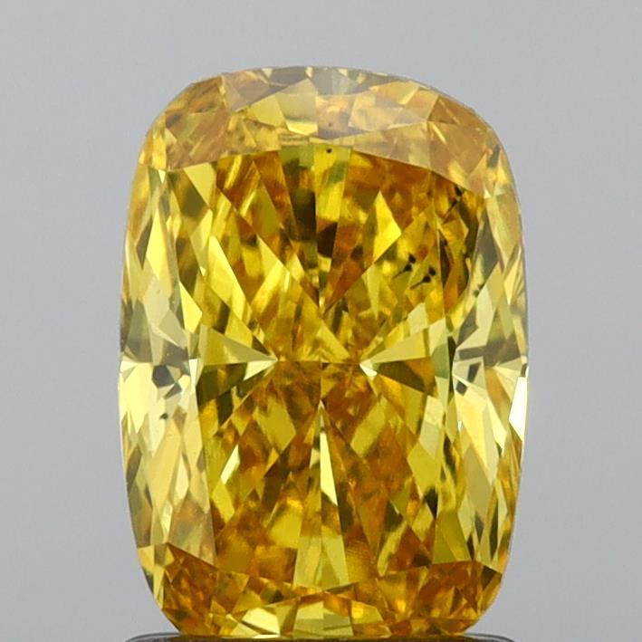 1.37 Ct. Fancy Vivid Yellow Cushion Lab Grown Diamond