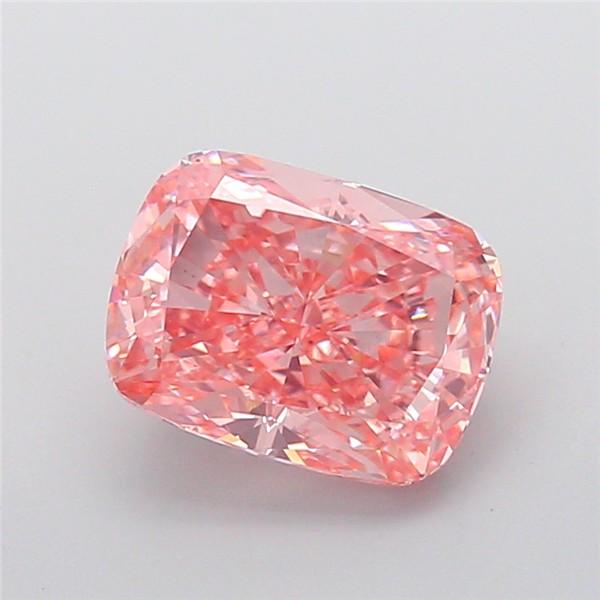 3.04 Ct. Fancy Vivid Pink Cushion Lab Grown Diamond