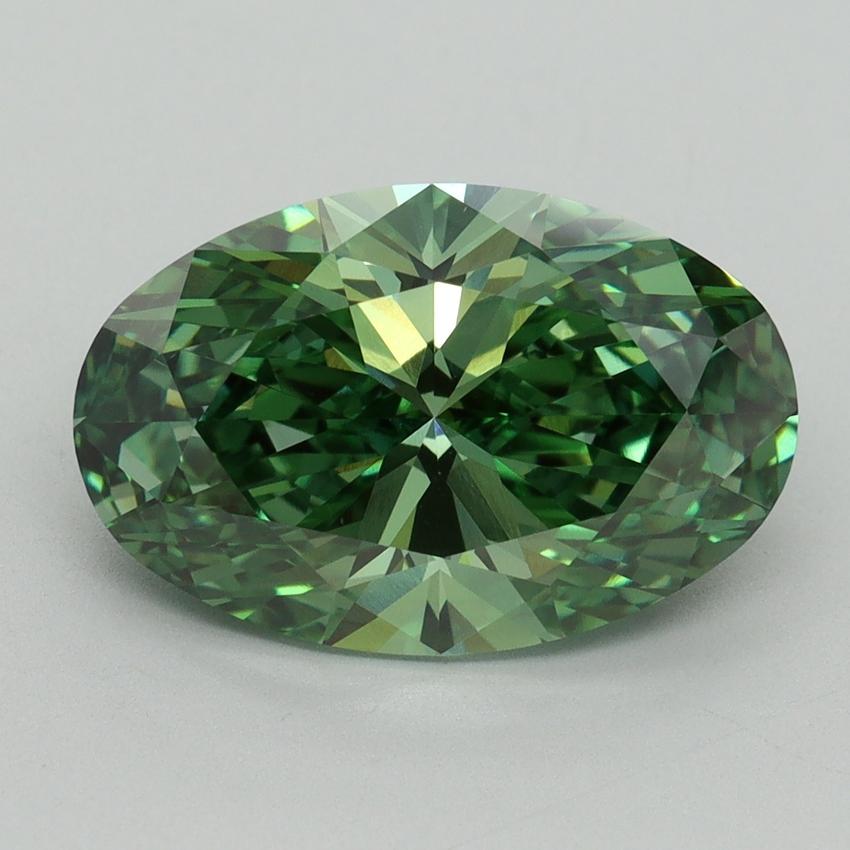 4.27 Ct. Fancy Vivid Green Oval Lab Grown Diamond