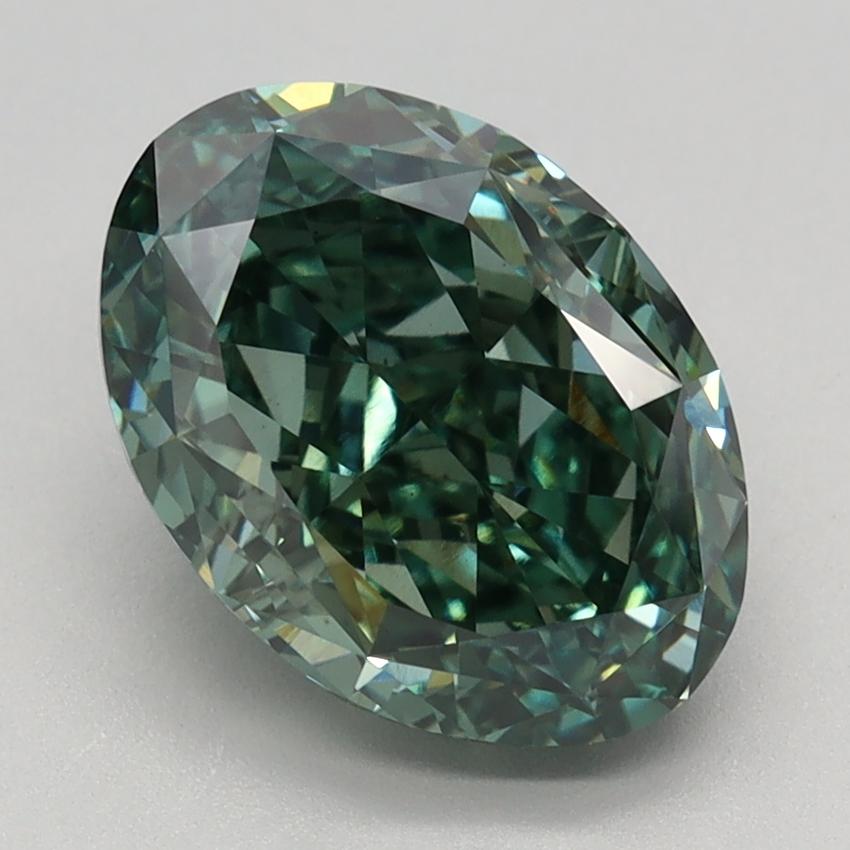 2.89 Ct. Fancy Vivid Green Oval Lab Grown Diamond