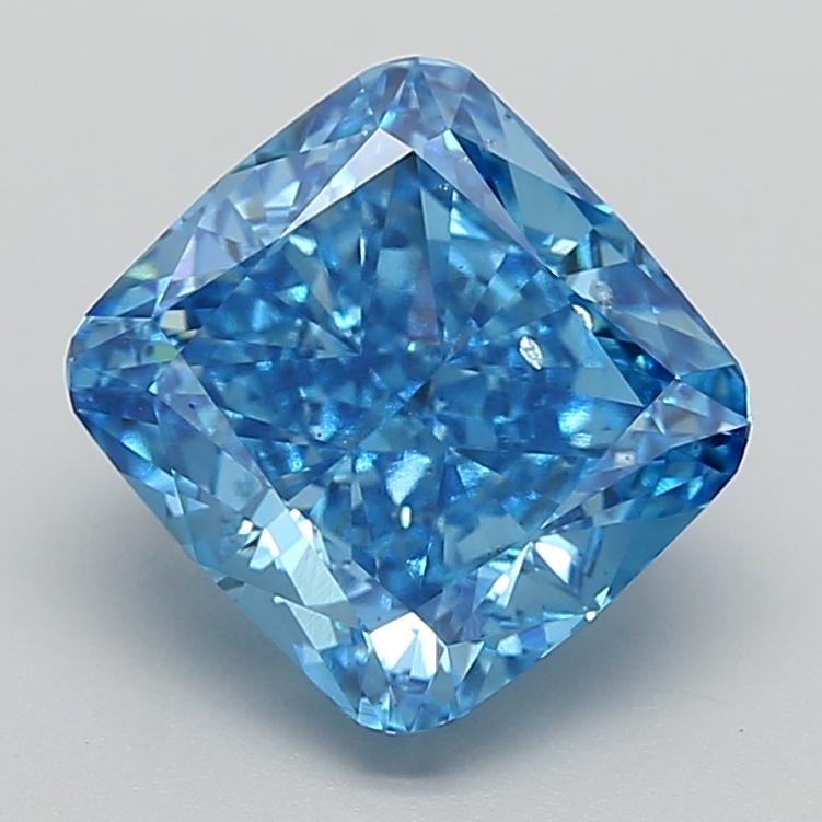 5.01 Ct. Fancy Vivid  Blue Cushion Lab Grown Diamond