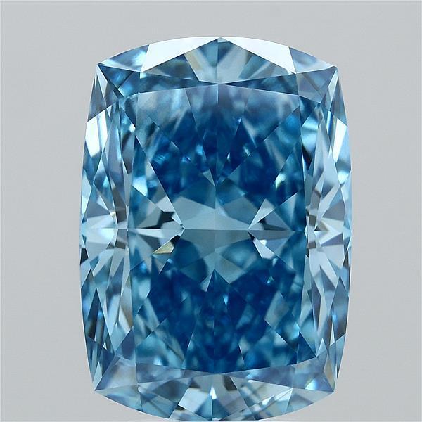 6.17 Ct. Fancy Vivid Blue Cushion Lab Grown Diamond