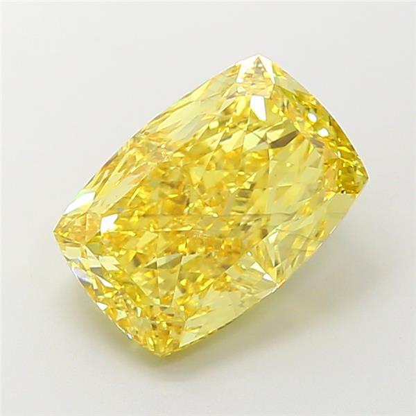 6.01 Ct. Fancy Vivid Yellow Cushion Lab Grown Diamond