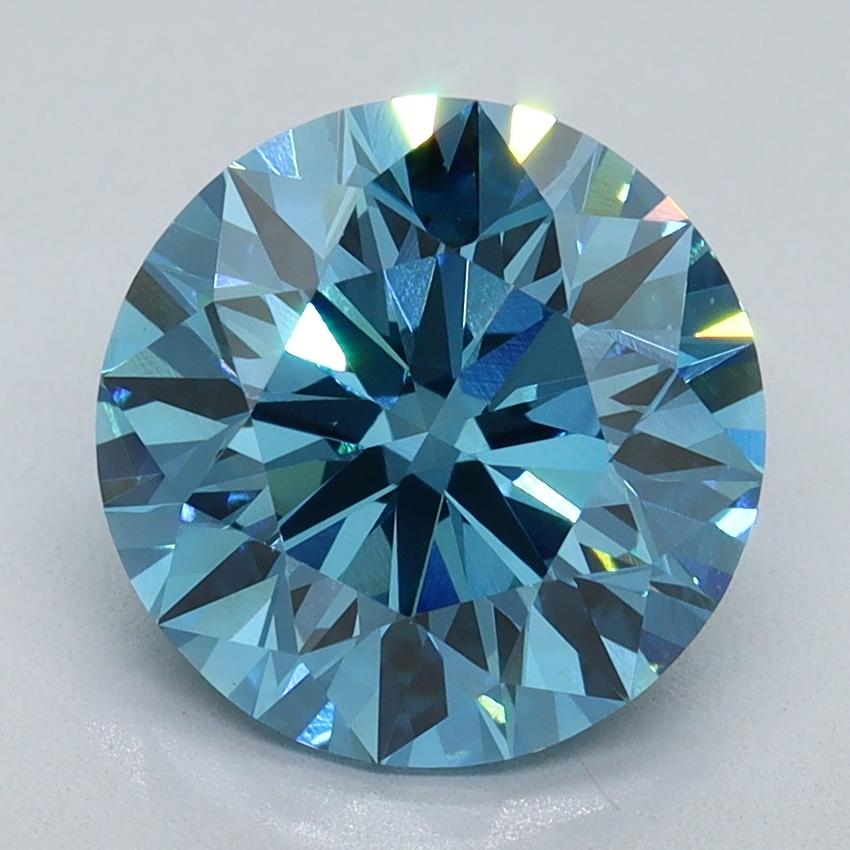 3.21 Ct. Fancy Vivid Malibu Blue Round Lab Grown Diamond