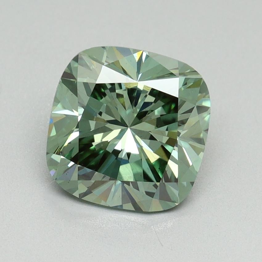 2.09 Ct. Fancy Vivid Pacific Green Cushion Lab Grown Diamond