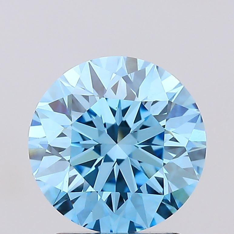 2.04 Ct. Fancy Vivid Blue Round Lab Grown Diamond