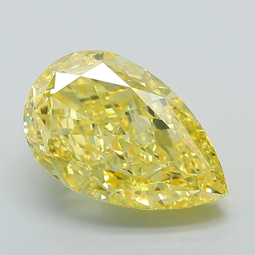 4.22 Ct. Fancy Vivid Yellow Pear Lab Grown Diamond