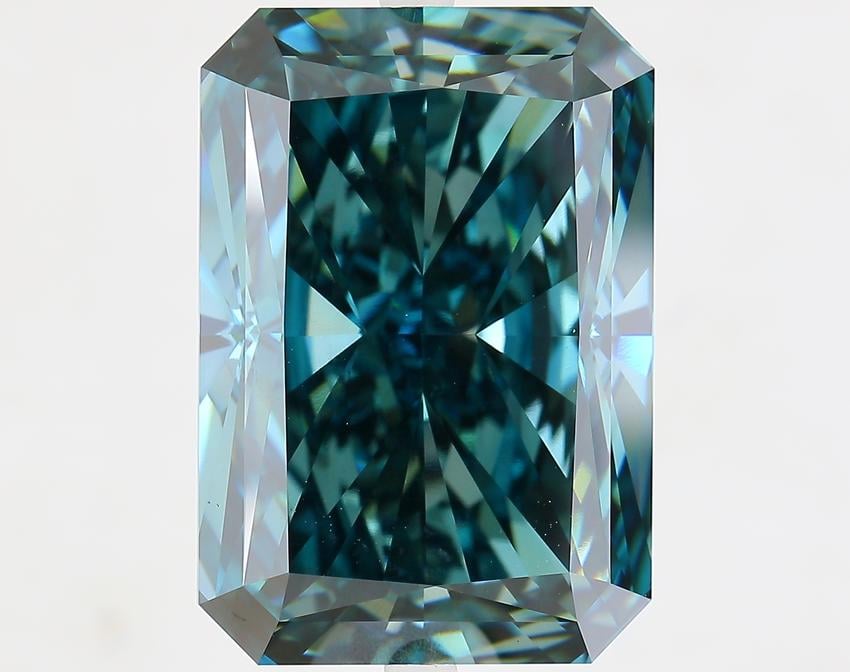 21.01 Ct. Fancy Deep Greenish Blue Radiant Lab Grown Diamond