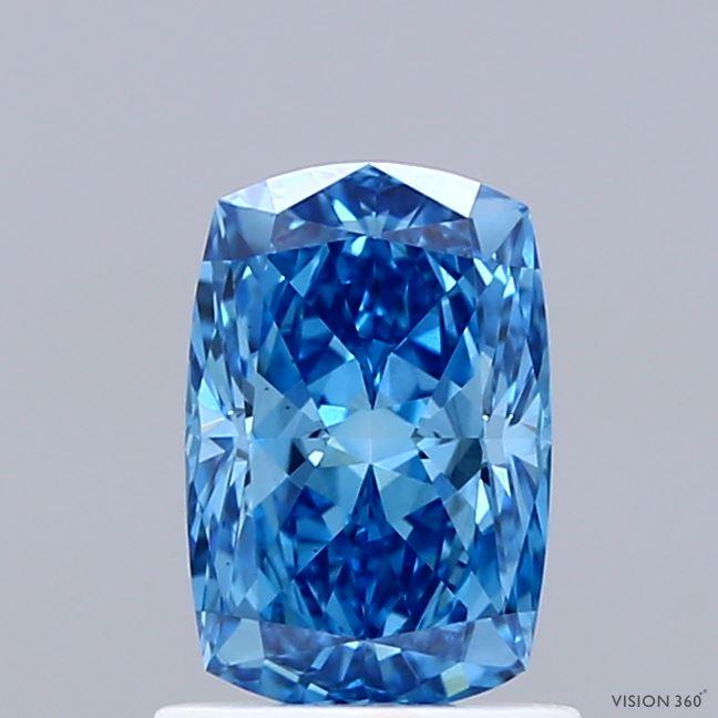 1.15 Ct. Fancy Vivid Blue Cushion Lab Grown Diamond