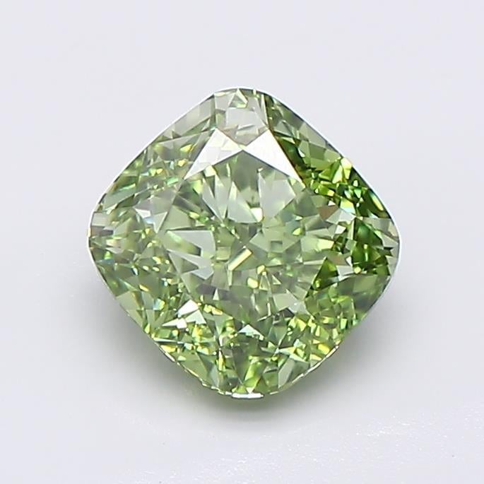 1.53 Ct. Fancy Vivid  Green Cushion Lab Grown Diamond