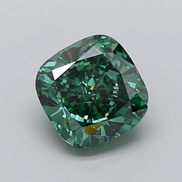 1.53 Ct. Fancy Vivid  Green Cushion Lab Grown Diamond