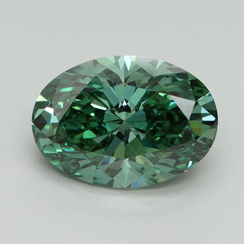 2.12 Ct. Fancy Vivid Green Oval Lab Grown Diamond