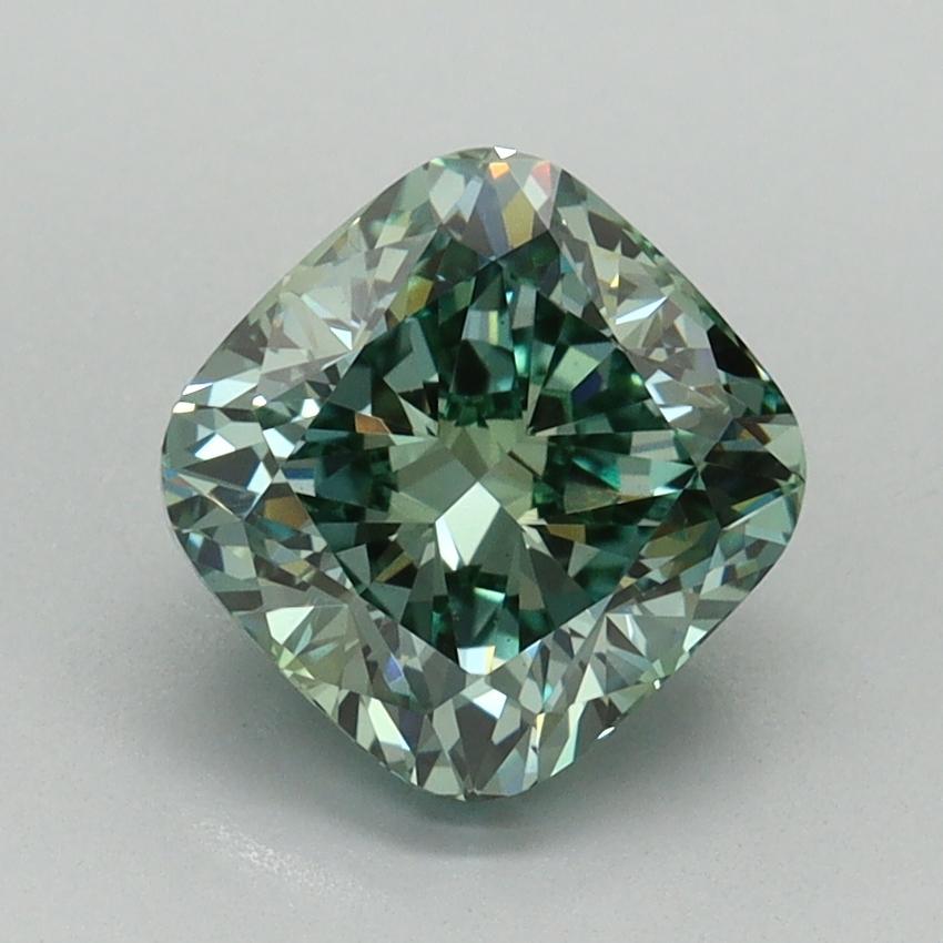 1.87 Ct. Fancy Vivid Green Cushion Lab Grown Diamond