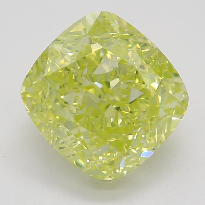 1.52 Ct. Fancy Intense Greenish Yellow Cushion Diamond
