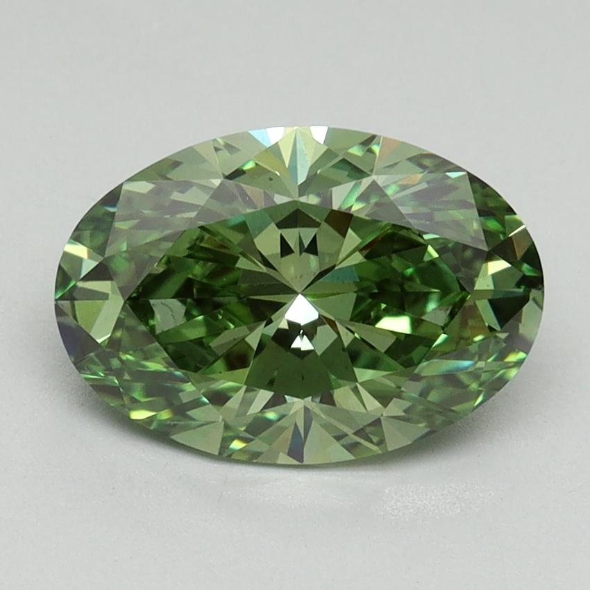 2.01 Ct. Fancy Vivid Green Oval Lab Grown Diamond