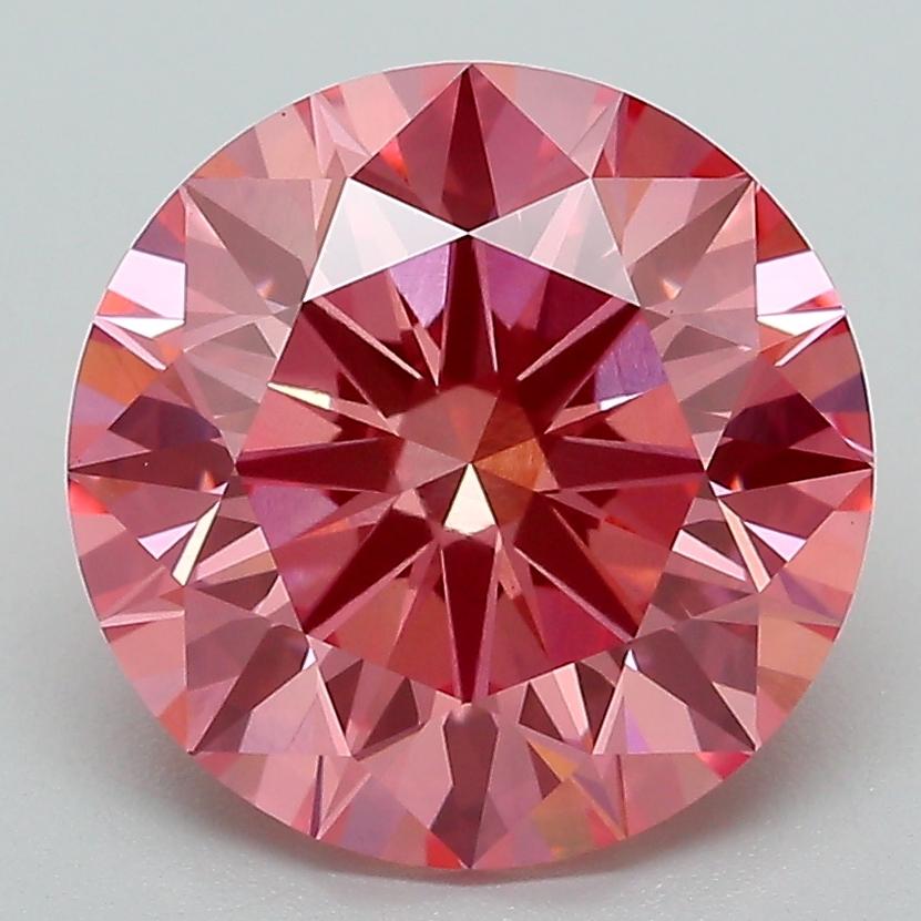 4.09 Ct. Fancy Vivid Pink Round Lab Grown Diamond