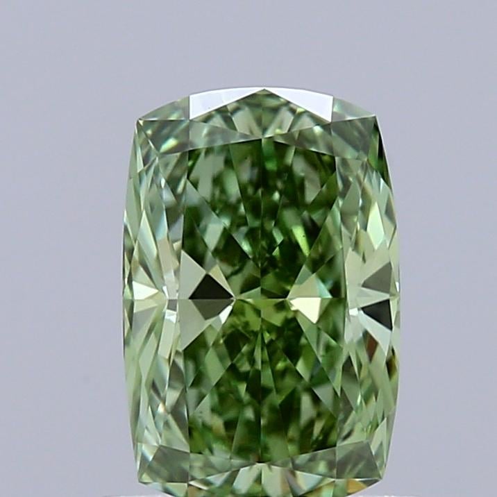 1.05 Ct. Fancy Vivid  Green Cushion Lab Grown Diamond