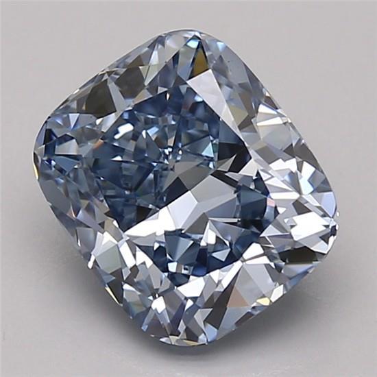 2.29 Ct. Fancy Intense Blue Cushion Lab Grown Diamond