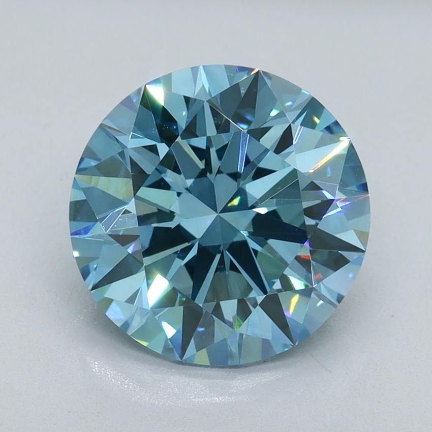 3.08 Ct. Fancy Vivid Malibu Blue Round Lab Grown Diamond