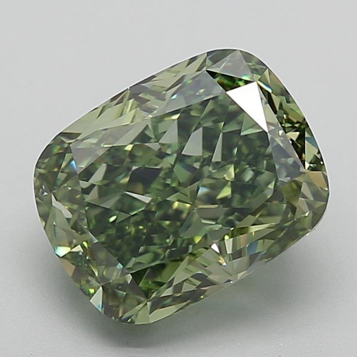 4.71 Ct. Fancy Vivid Green Cushion Lab Grown Diamond