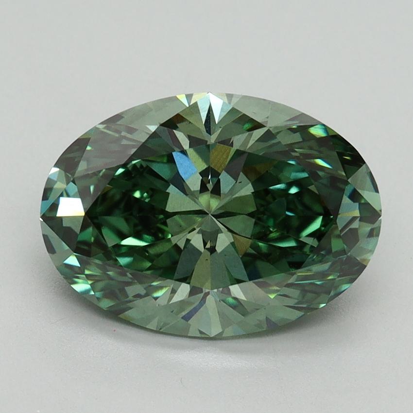 3.11 Ct. Fancy Vivid Green Oval Lab Grown Diamond