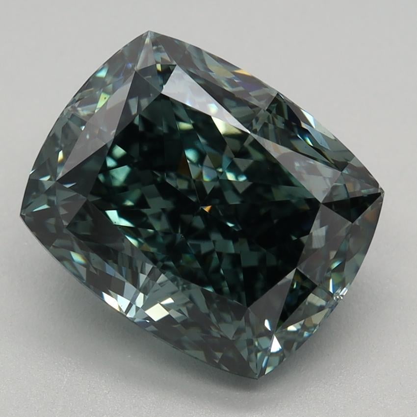 2.87 Ct. Fancy Deep Green Cushion Lab Grown Diamond