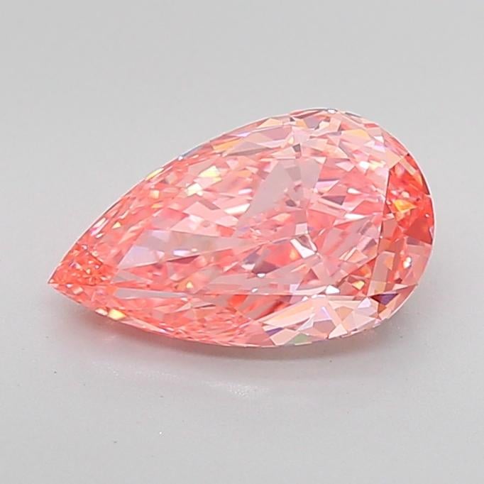 2.63 Ct. Fancy Vivid Orangy Pink Pear Lab Grown Diamond