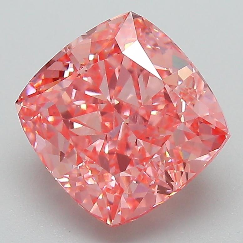 3.37 Ct. Fancy Vivid Pink Cushion Lab Grown Diamond