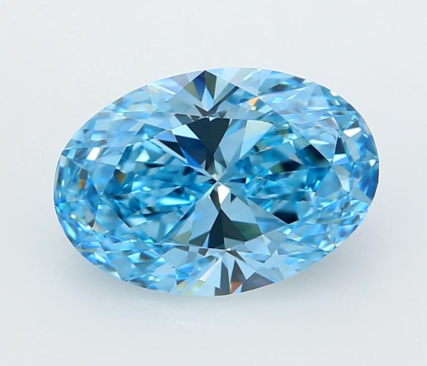 3.02 Ct. Fancy Vivid  Blue Oval Lab Grown Diamond