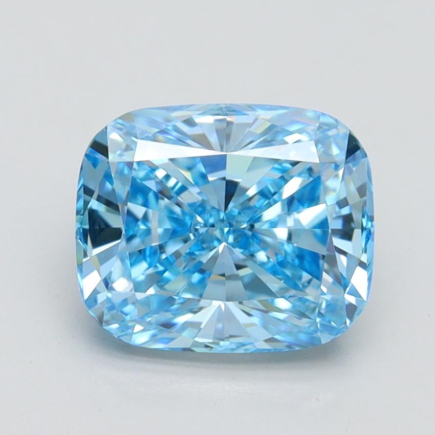 2.10 Ct. Fancy Vivid Blue Cushion Lab Grown Diamond