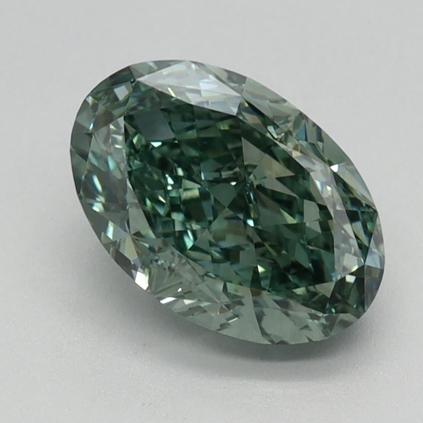 1.62 Ct. Fancy Vivid Bluish Green Oval Lab Grown Diamond