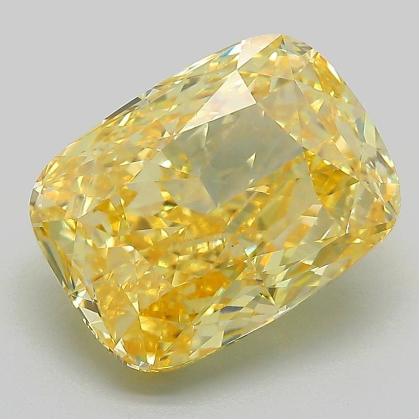 5.03 Ct. Fancy Vivid Yellow Cushion Lab Grown Diamond