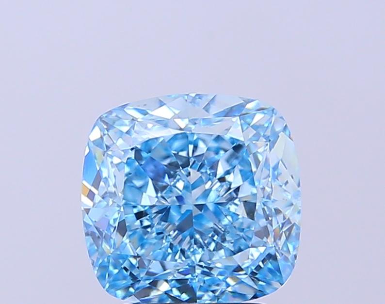 3.18 Ct. Fancy Vivid Blue Cushion Lab Grown Diamond
