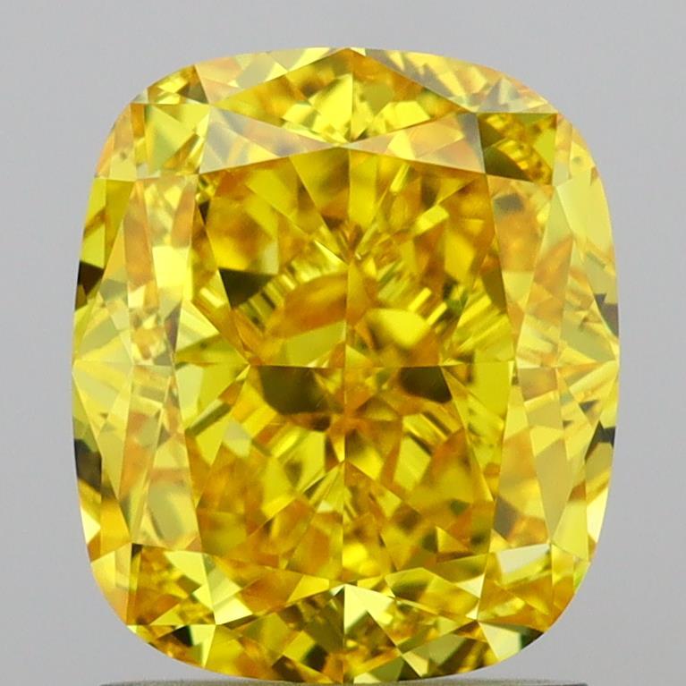 2.08 Ct. Fancy Vivid Yellow Cushion Lab Grown Diamond