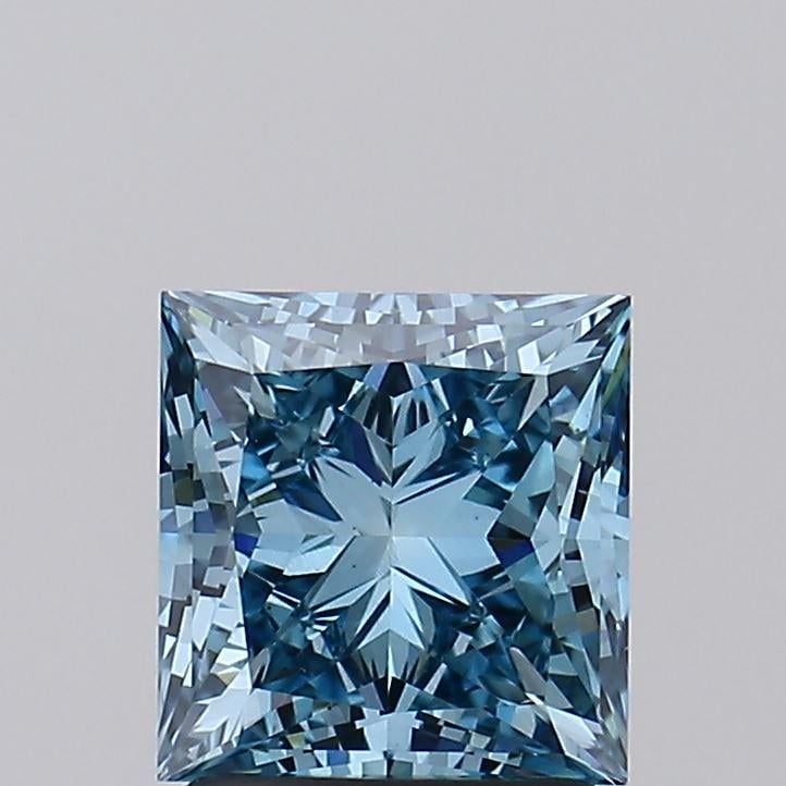 2.03 Ct. Fancy Vivid Greenish Blue Princess Lab Grown Diamond