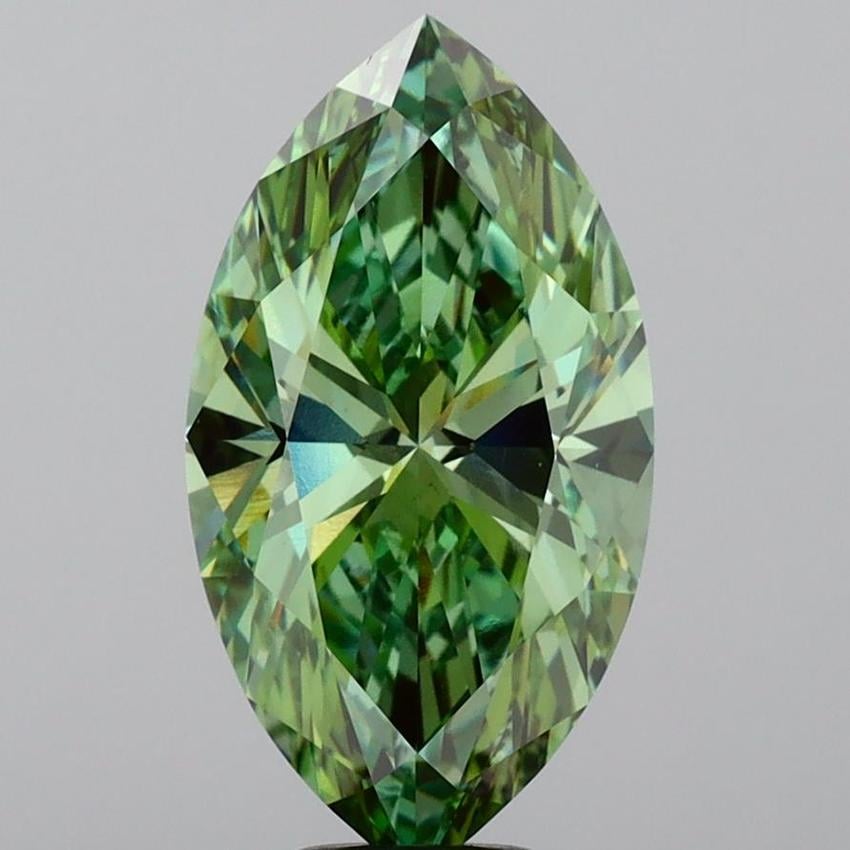 6.81 Ct. Fancy Vivid Green Marquise Lab Grown Diamond
