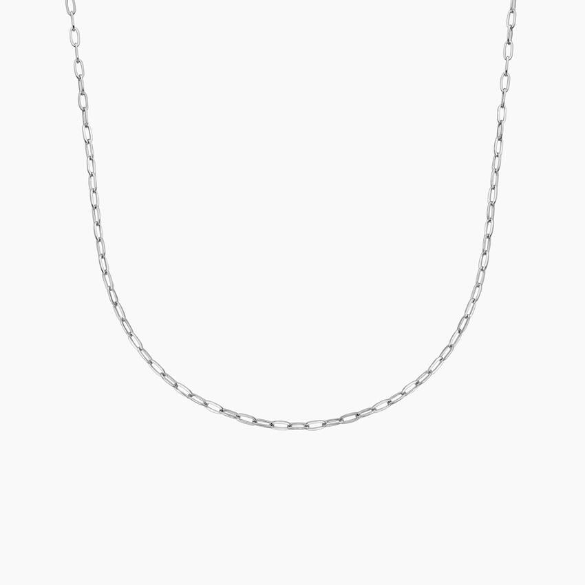 14K White Gold Devon 18 in. Paperclip Chain Necklace (Extra Small)