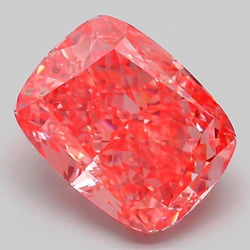 3.19 Ct. Fancy Vivid Pink Cushion Lab Grown Diamond