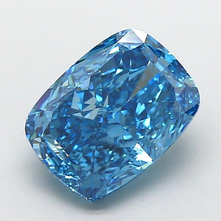 3.01 Ct. Fancy Vivid  Blue Cushion Lab Grown Diamond