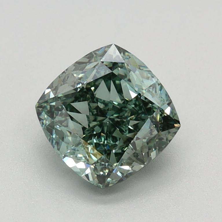 1.02 Ct. Fancy Vivid Green Cushion Lab Grown Diamond