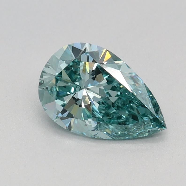0.58 Ct. Fancy Vivid Bluish Green Pear Lab Grown Diamond