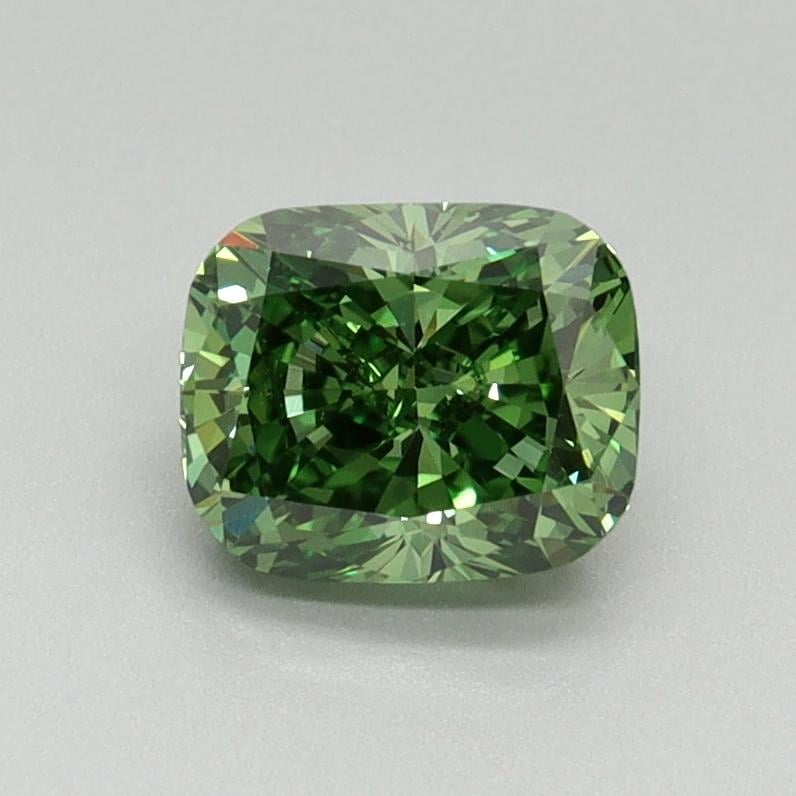 1.00 Ct. Fancy Vivid Green Cushion Lab Grown Diamond