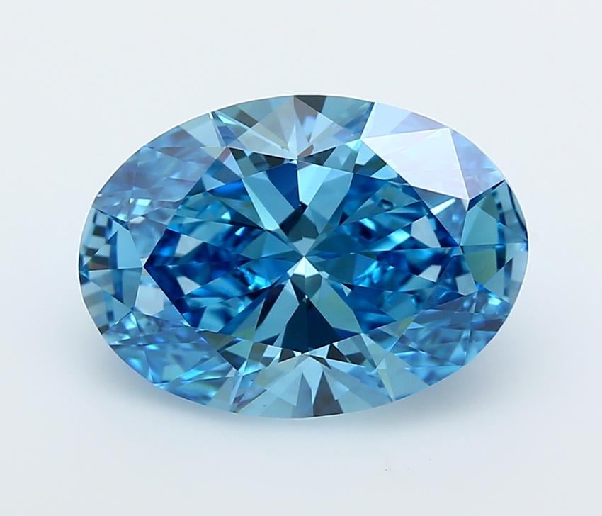 4.97 Ct. Fancy Vivid  Blue Oval Lab Grown Diamond