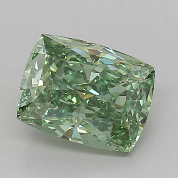 1.53 Ct. Fancy Vivid Green Cushion Lab Grown Diamond