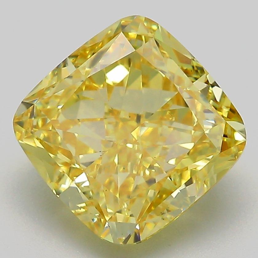 4.05 Ct. Fancy Intense  Yellow Cushion Lab Grown Diamond