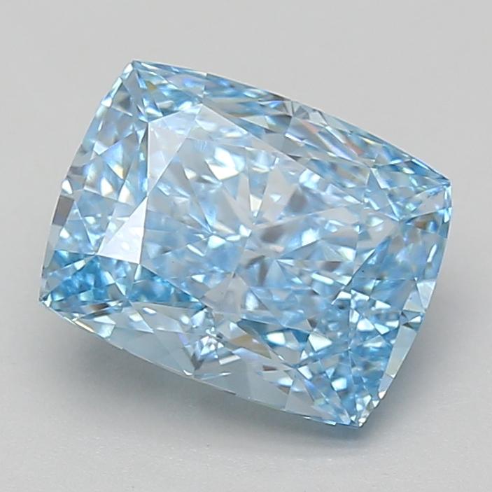 3.05 Ct. Fancy Vivid Blue Cushion Lab Grown Diamond