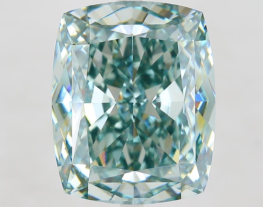15.63 Ct. Fancy Intense Bluish Green Cushion Lab Grown Diamond