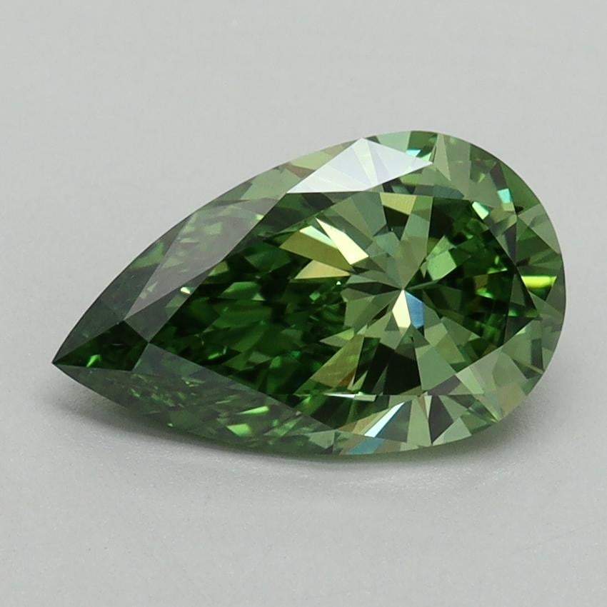 1.51 Ct. Fancy Vivid Green Pear Lab Grown Diamond